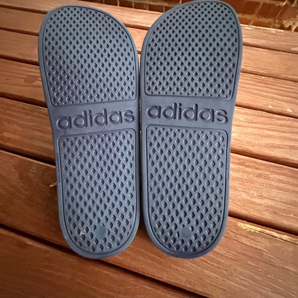 Adidas Adilette Slide Sandals Navy Blue White Three Stripe Mens Slides 11